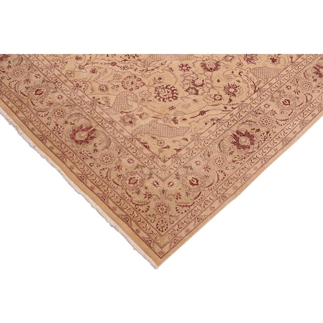 Shabby Chic Shabby Chic 1990's Agra Pak-Persian Tan/Red Wool Rug - 8'2'' X 10'4'' For Sale - Image 3 of 9