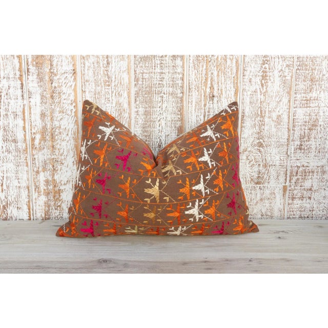 Indian Zia Antique Indian Folk Lumbar Pillow For Sale - Image 3 of 10