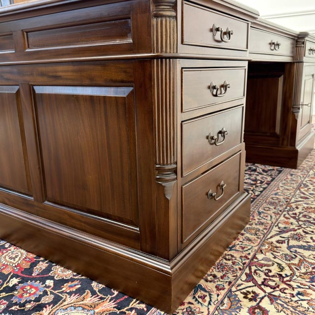 Metal Large Classic English Partnerdesk For Sale - Image 7 of 18