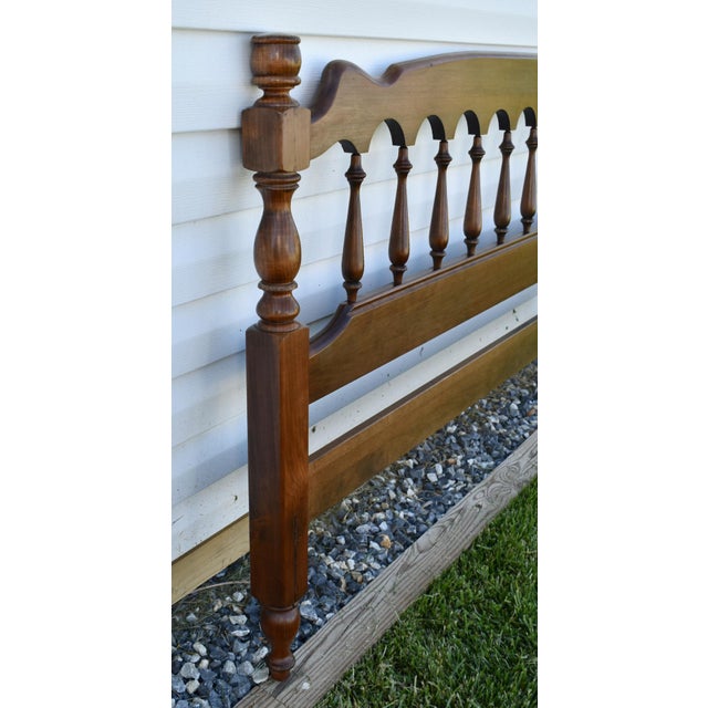 Vintage Queen Size Americana Style Cherry Wood Headboard W/Spindles For Sale - Image 11 of 12