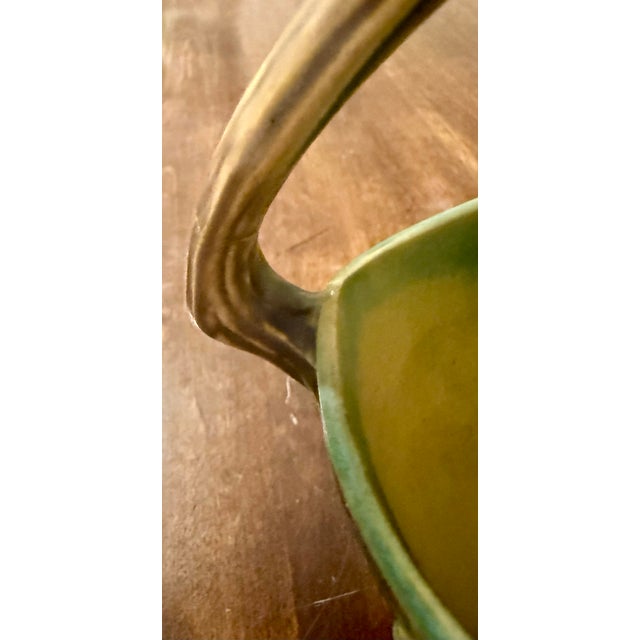Roseville Pottery Roseville Bushberry Green Art Pottery Basket For Sale - Image 4 of 12