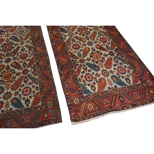 1880s Ivory Field Geometric Tribal Pair of n.w. Persian Bakshaiesh Runner Carpets Rug For Sale - Image 10 of 10