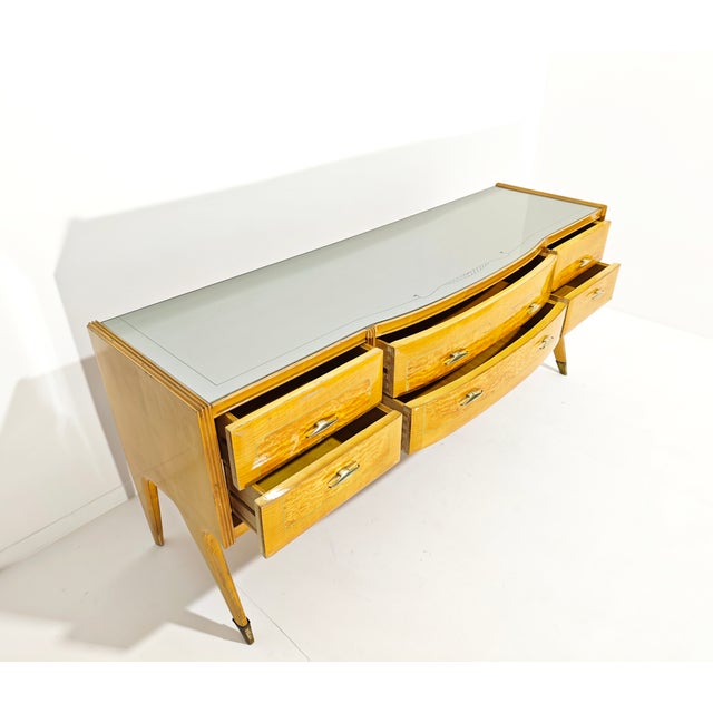 Italian Sideboard with Mirror in Maple Wood, 1950s For Sale - Image 13 of 18