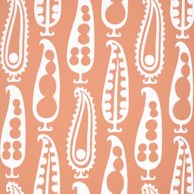 SAMPLE - Schumacher x Drusus Tabor Paisley Peas Wallpaper In Terracotta For Sale