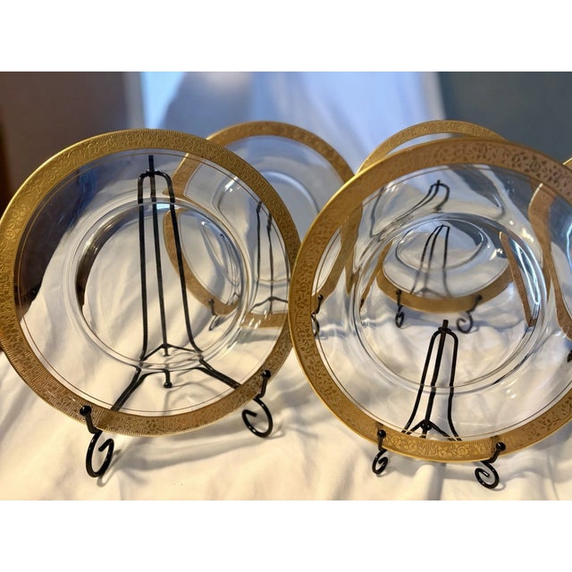 Art Deco 1940s Minton by Tiffin Clear Gold Encrusted Luncheon Salad Plates Franciscan Rambler Rose - Set of 6 For Sale - Image 3 of 4
