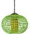 Vintage Rattan Green Globe Oange Glass Shade Pendant Light For Sale - Image 12 of 18