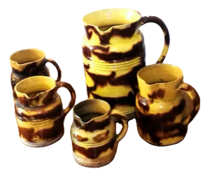 Antique French Ceramic Pitchers from Atelier Dieulefit, 1890s, Set of 5
