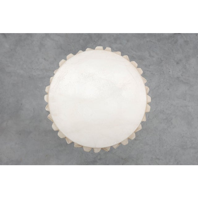 Cream Carved White Marble Pedestal Column with Rosette Capitals, Italy, 1890s For Sale - Image 8 of 13