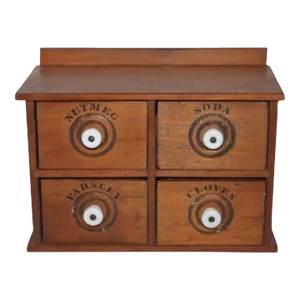 Miniature Early Spice Box With Original Stencil Drawers