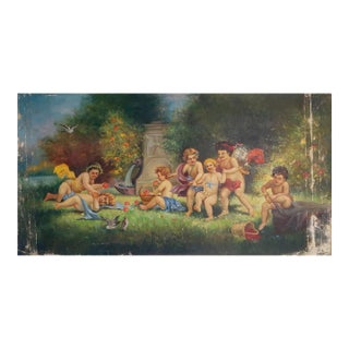 1970s Angels Oil Painting, Original Ukrainian Art, Socialist Realism 66-126 For Sale
