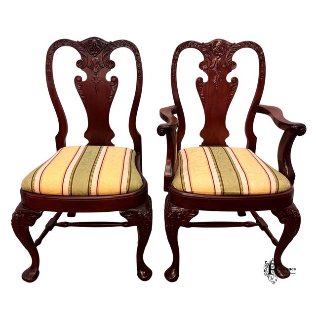 Thomas Chippendale Vintage Chippendale Style Mahogany Dining Chairs - Set of 6 For Sale - Image 4 of 10