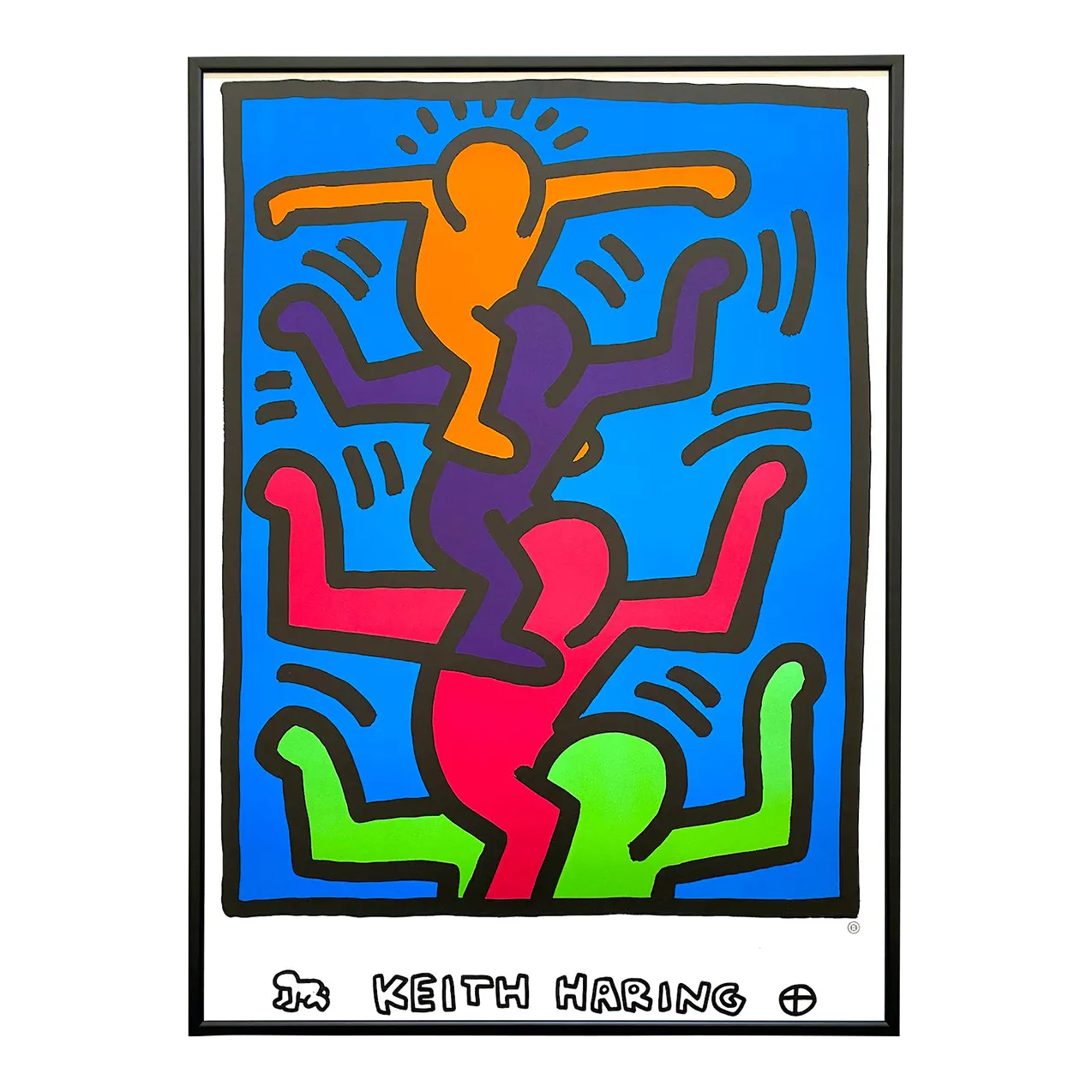 Keith Haring Estate Vintage 1992 Lithograph Print Framed Large Pop