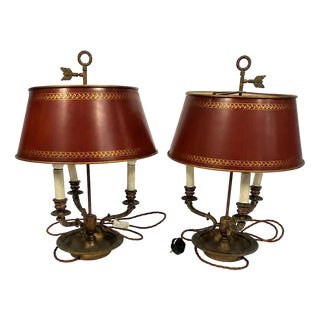 French Louis XVI Revival Bouillotte Table Lamps, Set of 2 For Sale