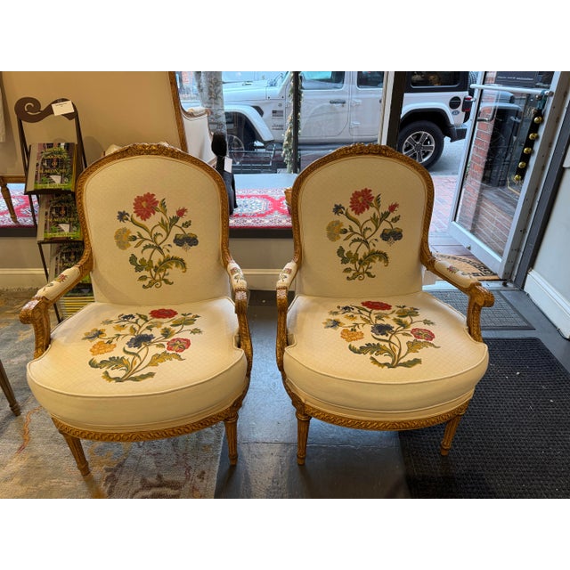 Wood Antique French Louis XVI Style Gilded Wood Side Chairs For Sale - Image 7 of 11