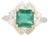 Statement Natural Square Cut Emerald Cocktail Ring in 18k Gold Size 5.5 For Sale
