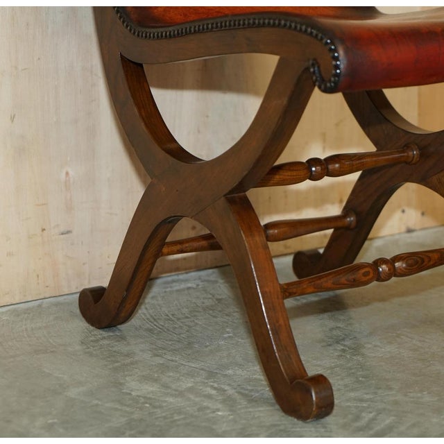 Brown Spanish Brown Leather & Oak Dining Chairs by Pierre Lottier for Alamazan, Set of 6 For Sale - Image 8 of 18