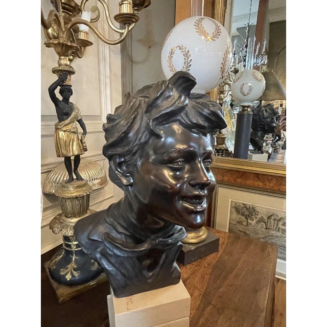 Bronze Vincenzo Cinque Lost Wax Bronze Casting Sculpture Scugnizzo Young Boy Bust For Sale - Image 8 of 10