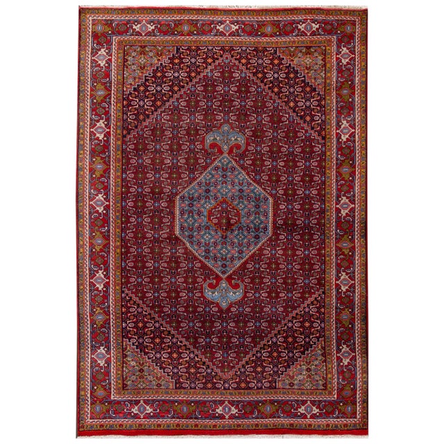Antique Bidjar Handmade Burgundy Geometric Wool Rug For Sale - Image 13 of 13