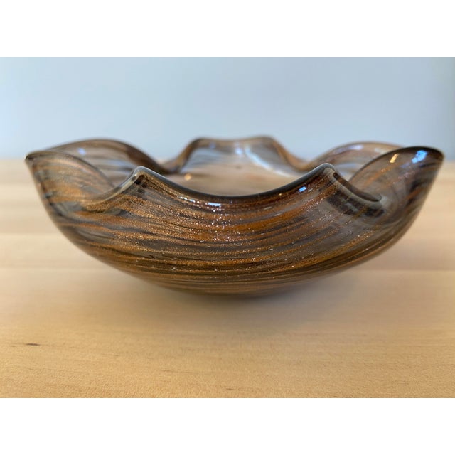Floriform Italian Murano Glass Copper Swirl Bowl For Sale In New York - Image 6 of 13