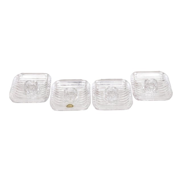 Villeroy & Boch Lead Crystal Quadra Candle Holders - Set of 4 For Sale
