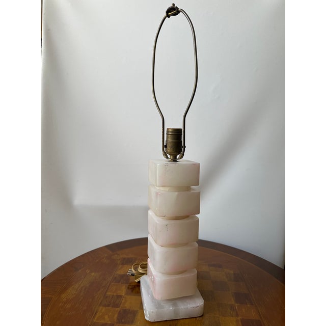 Modern Vintage Table Lamp in Alabaster with Black Lampshade, 1960s For Sale - Image 3 of 6