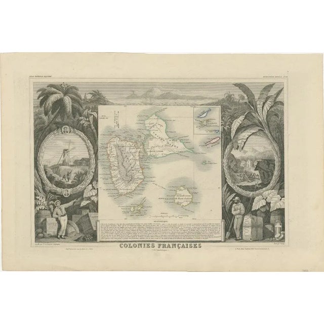 French Maps of Martinique and Guadeloupe, 1852, Set of 2 For Sale - Image 4 of 5