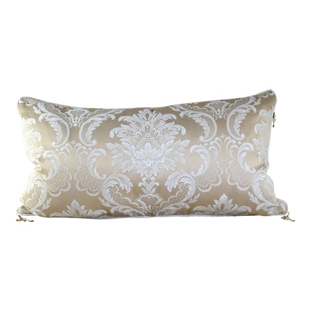 Jacquard & Wool Lumbar Pillow With Deco Cord and Beaded Corner Details Chairish