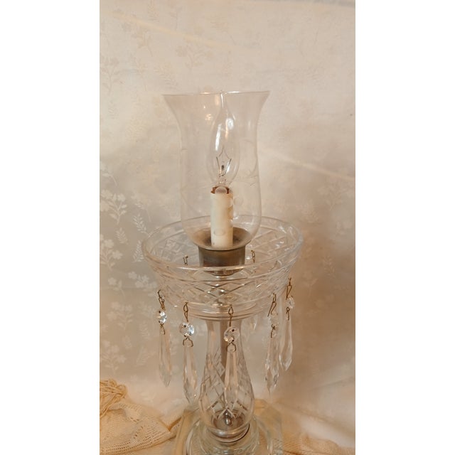 Mid 20th Century Hollywood Regency Crystal Hurricane Lamps With Prisms - A Pair For Sale - Image 9 of 17