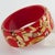 Plastic Salvatore Ferragamo Red Acrylic Lucite Bracelet Bangle with Faux-Wood Texture For Sale - Image 7 of 14