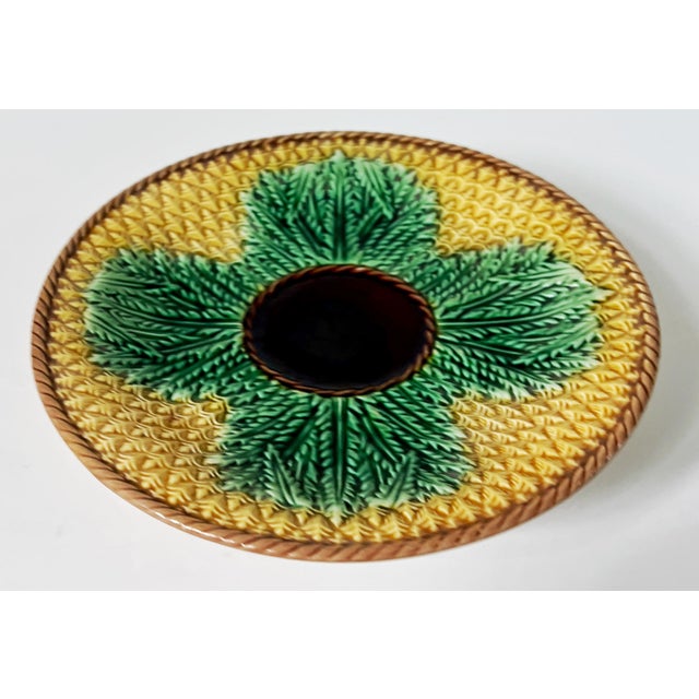 Victorian Antique 19th C Majolica Pineapple Pattern Cake Plate C1880s For Sale - Image 3 of 6