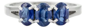 Three Stone Blue Sapphire Promise Ring in Silver- Size 8.5