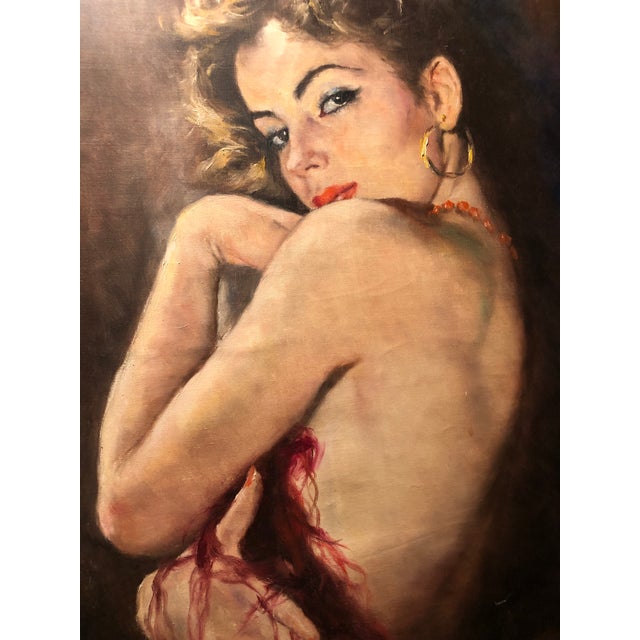 1940s Original Oil on Canvas, “Camilla” by Pal Fried Semi Nude For Sale - Image 4 of 5