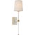 Julie Neill for Visual Comfort Signature Lucia 21" Cordless Sconce in Matte White and Crystal with Linen Shade For Sale