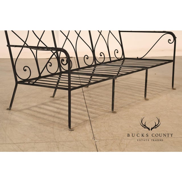 Vintage Wrought Iron Scrollwork Garden Bench For Sale - Image 16 of 18