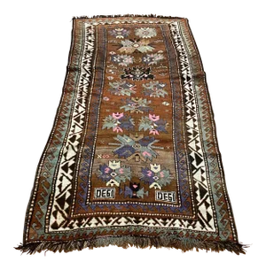 1930s Vintage Kazak Wool Plant Dye Camel Area Rug