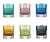 Ink Blue Viden Double Old Fashioned Glasses, Assorted Colors, Set of 6 (Smoke, Teal, Chartreuse, Blue, Rose, Amber) For Sale - Image 8 of 9