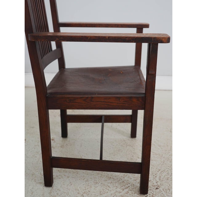 Wood L&jg Stickley Mission Oak Spindle Back Armchair For Sale - Image 7 of 18