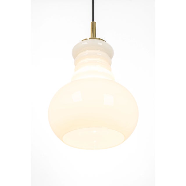 1970s Large German Pendant Light in White Opal Glass from Peill & Putzler, 1970 For Sale - Image 5 of 10