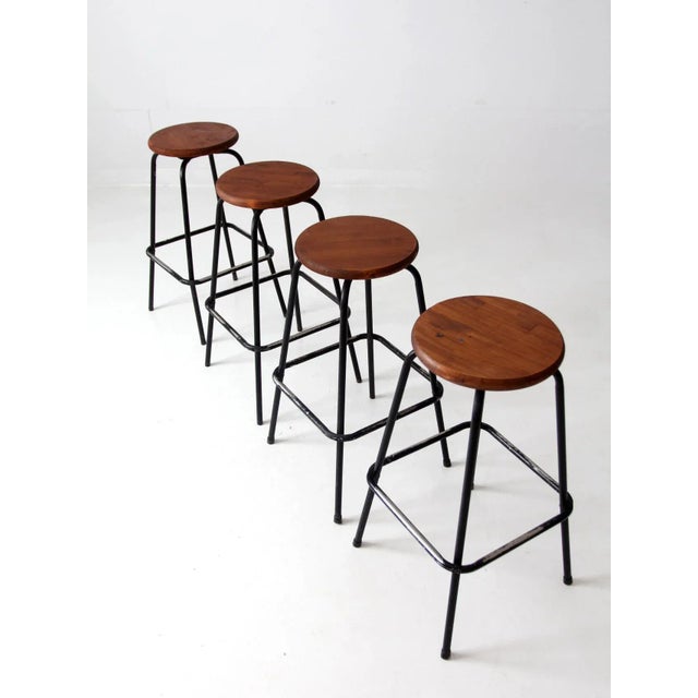 Vintage Bar Stools Set of 4 For Sale - Image 4 of 11