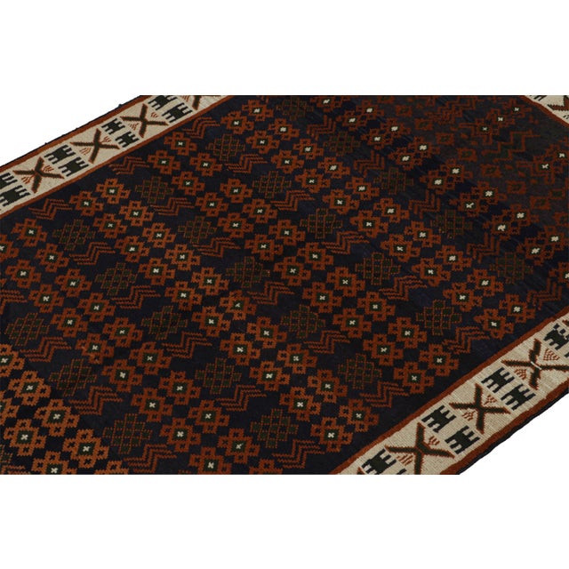 Rug & Kilim 2010s Rug & Kilim’s Oushak Style Rug in Blue With Rust Orange Geometric Pattern For Sale - Image 4 of 7