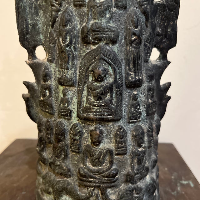 Bronze Vintage Thai Bronze Stupa Shrine With 1,000 Buddha Motif For Sale - Image 8 of 12