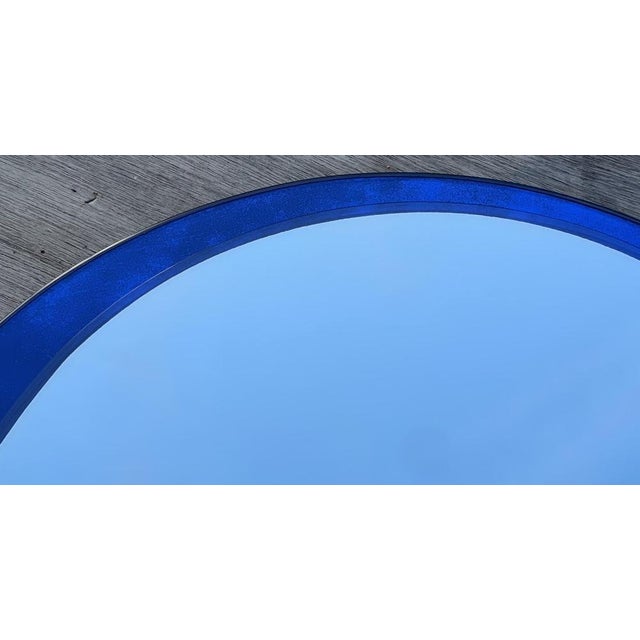 Blue Mid-Century Modern Cobalt Blue Wall Mirror from Veca, Italy For Sale - Image 8 of 15