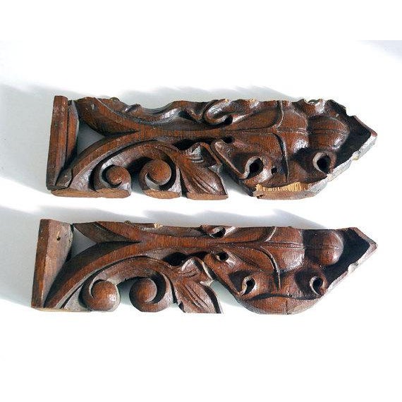 Carved Wood Architectural Salvage Pieces a Pair Chairish