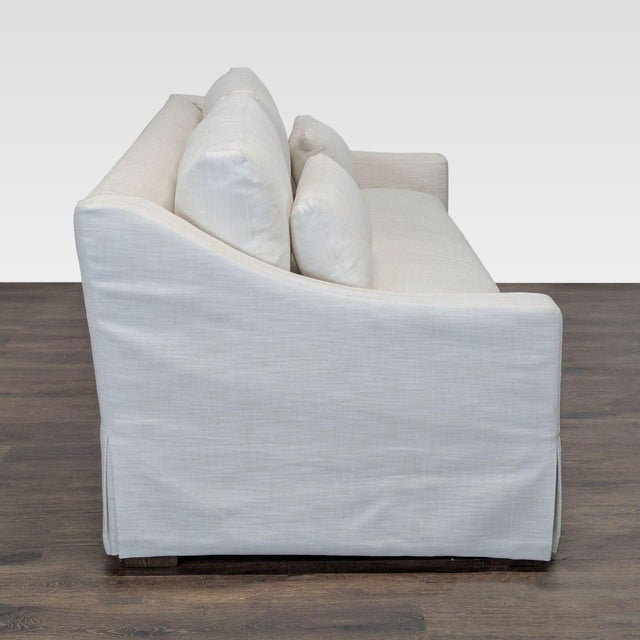 Restoration Hardware Restoration Hardware Belgian White Slipcovered Fabric Loveseat With Cushions For Sale - Image 4 of 9