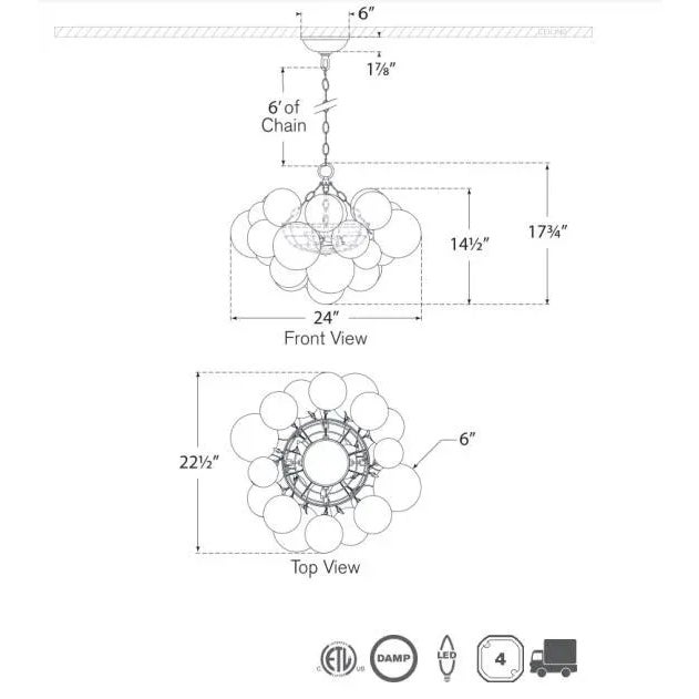 Transitional Julie Neill for Visual Comfort Signature Talia Small Chandelier in Plaster White and Clear Swirled Glass For Sale - Image 3 of 3