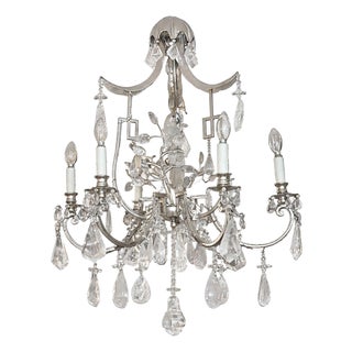20th Century French Rock Crystal Chandelier With Parrot Motif For Sale