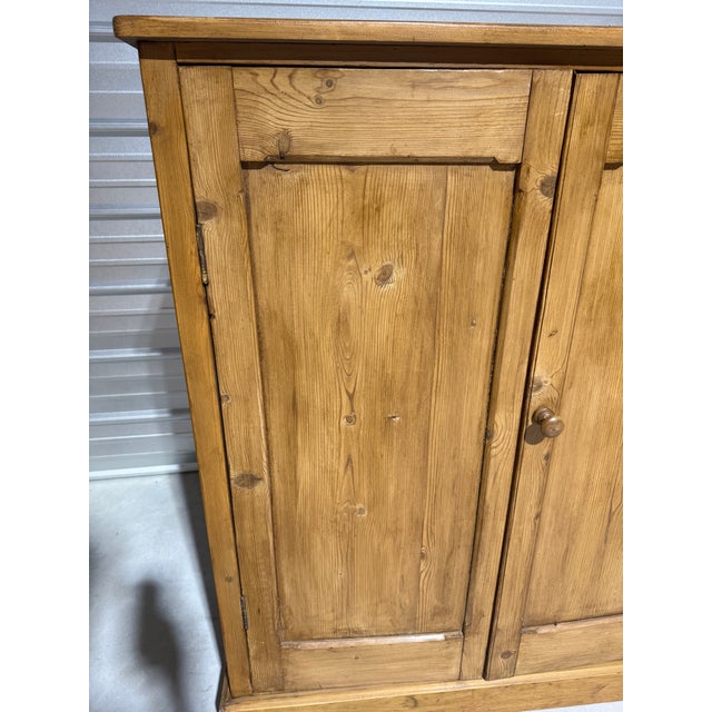 Antique Pine Two Door Cupboard With Two Shelves From England For Sale - Image 9 of 18
