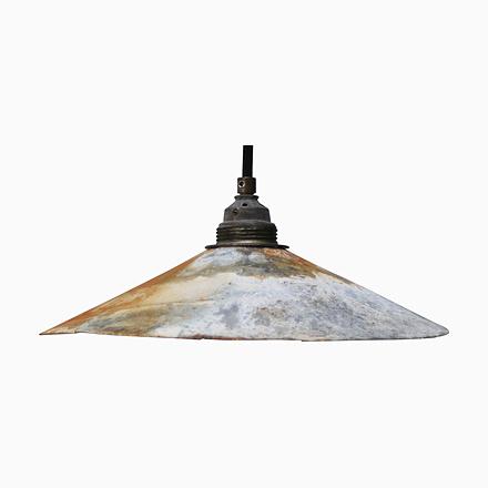 Metal Vintage Industrial Rust Zinc Metal Pendant Lamp For Sale - Image 7 of 7