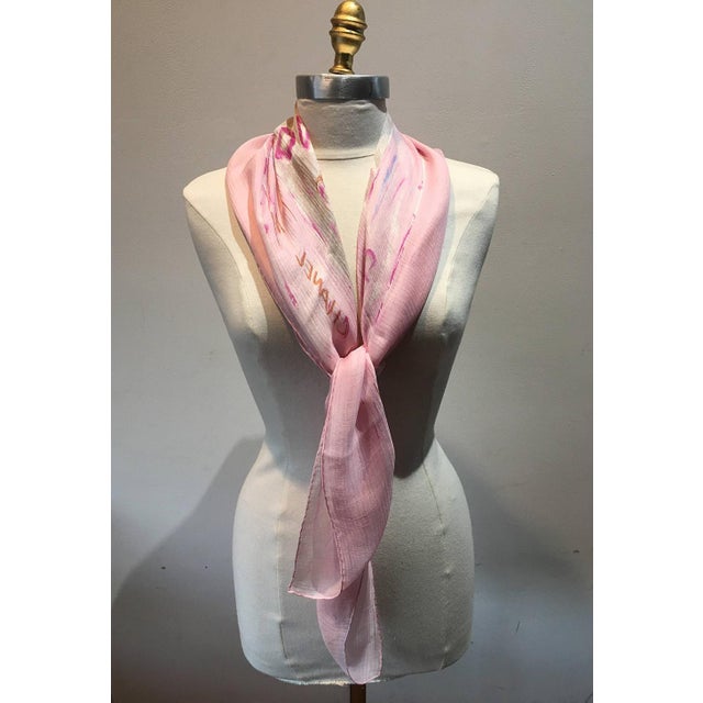 Contemporary Chanel Sheer Pink Silk Scarf For Sale - Image 3 of 7