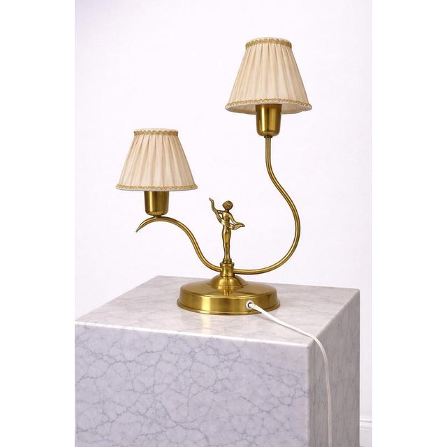 Metal Swedish Art Deco Brass Figural Table Lamp from Ystad-Metall, 1930s For Sale - Image 7 of 9